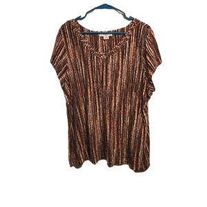 Liz Claiborne Multicolored Short Sleeve V-neck Top/Blouse Size 3X